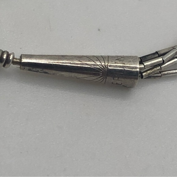 Vtg Navajo Sterling & Turquoise & Feather Pendant Liquid Silver Chain 20” + 2.5” - Picture 6 of 8